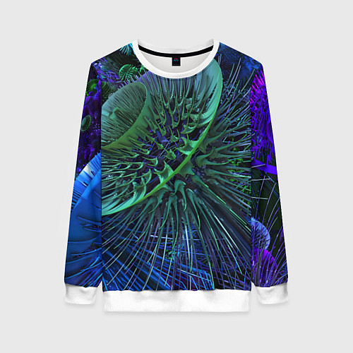 Женский свитшот Фрактальный узор шипы / 3D-Белый – фото 1
