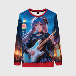Женский свитшот Аниме девочка с электрогитарой