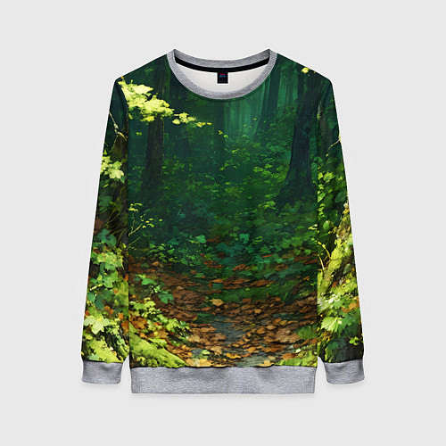Женский свитшот Зелёный летний лес / 3D-Меланж – фото 1