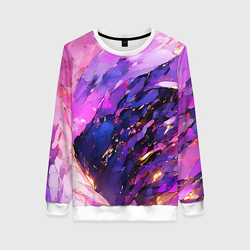 Женский свитшот Фиолетово-розовая абстракция / 3D-Белый – фото 1