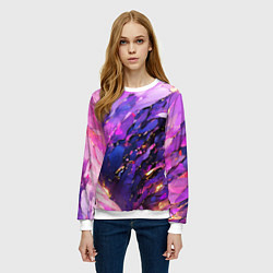Свитшот женский Фиолетово-розовая абстракция, цвет: 3D-белый — фото 2