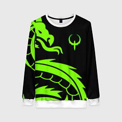 Свитшот женский Квейк кислотный дракон лого, цвет: 3D-белый