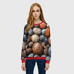 Свитшот женский Мокрые камушки, цвет: 3D-красный — фото 2