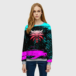 Свитшот женский The Witcher неоновые краски, цвет: 3D-меланж — фото 2