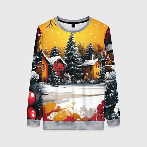Женский свитшот Новогодний двор / 3D-Меланж – фото 1