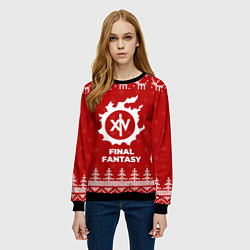 Свитшот женский Новогодний Final Fantasy с оленями, цвет: 3D-черный — фото 2