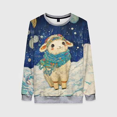 Женский свитшот Новогодняя милая овечка / 3D-Меланж – фото 1