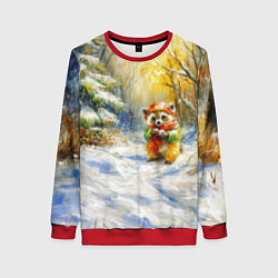 Свитшот женский Новогодняя маленькая лисичка, цвет: 3D-красный