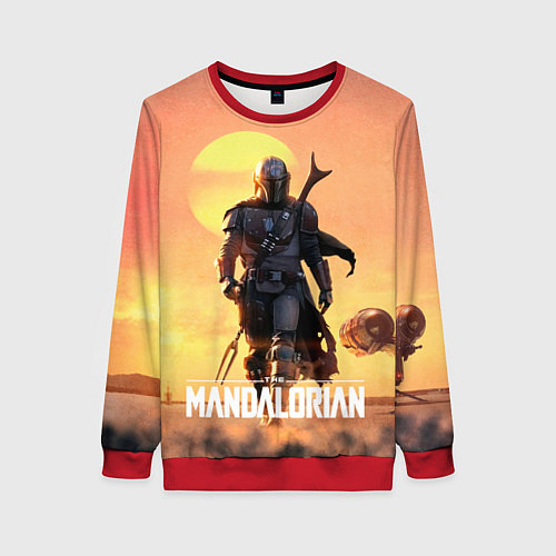 Женский свитшот Идущий мандалорец / 3D-Красный – фото 1