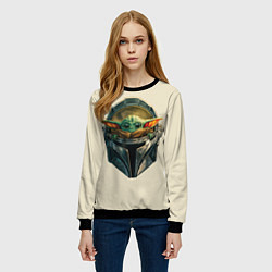 Свитшот женский Малыш Грогу внутри шлема Мандалорец, цвет: 3D-черный — фото 2