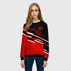 Свитшот женский Ведьмак полосы геометрия, цвет: 3D-черный — фото 2