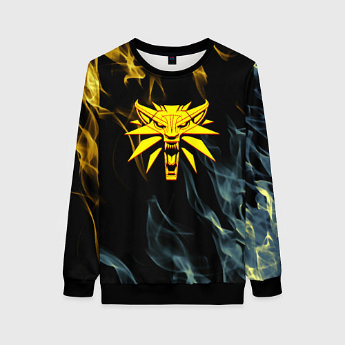 Женский свитшот Ведьмак огненный стиль / 3D-Черный – фото 1