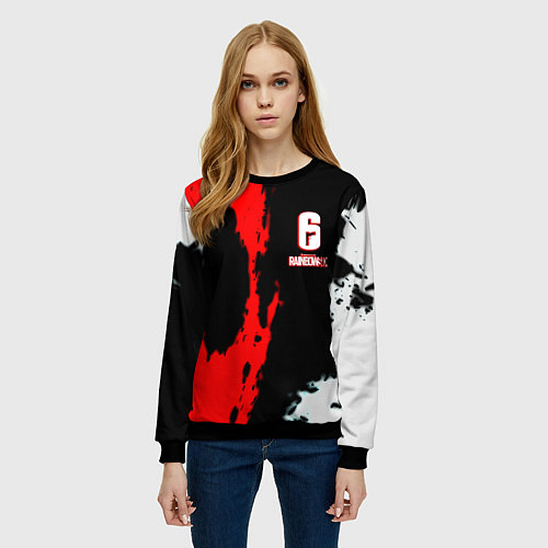 Женский свитшот Rainbow six краски абстрактные / 3D-Черный – фото 3