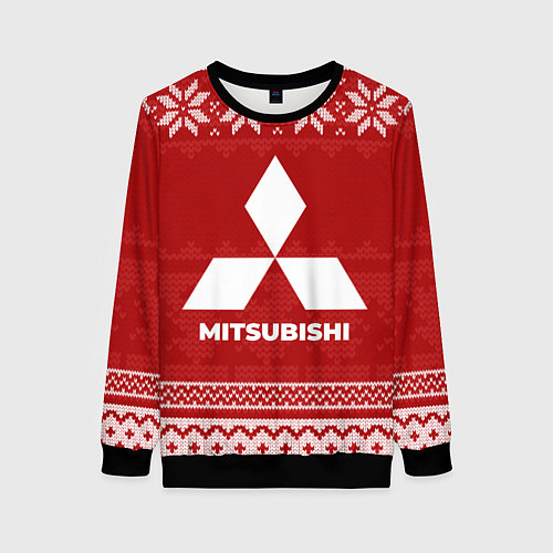 Женский свитшот Новогодний Mitsubishi / 3D-Черный – фото 1