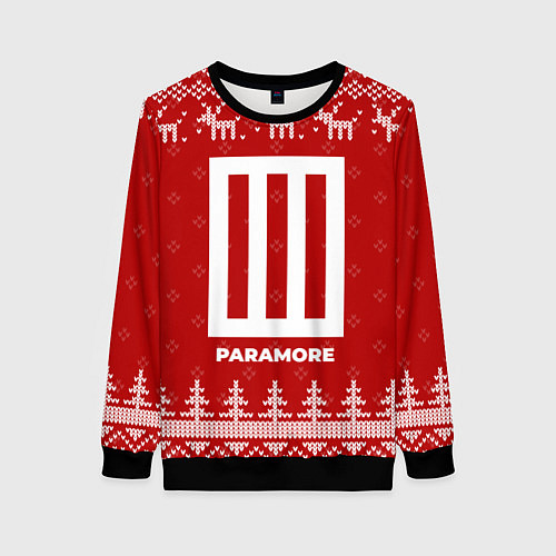 Женский свитшот Новогодний Paramore с оленями / 3D-Черный – фото 1