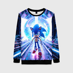 Свитшот женский Sonic неоновые крылья, цвет: 3D-черный