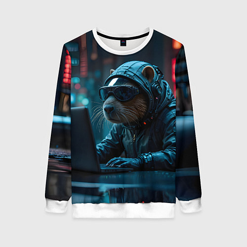 Женский свитшот Капибара айтишник / 3D-Белый – фото 1