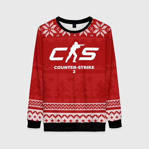 Женский свитшот Новогодний Counter-Strike 2 / 3D-Черный – фото 1