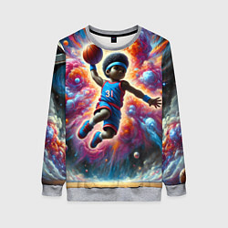 Свитшот женский Бейсболист и космос, цвет: 3D-меланж