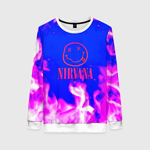 Женский свитшот Nirvana neon flame / 3D-Белый – фото 1