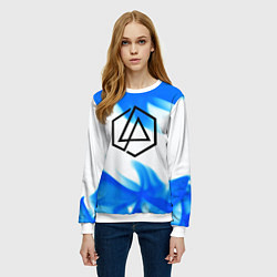 Свитшот женский Linkin park blue flame, цвет: 3D-белый — фото 2