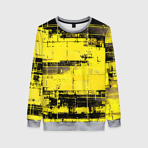 Женский свитшот Чёрно-жёлтый техно-паттерн / 3D-Меланж – фото 1