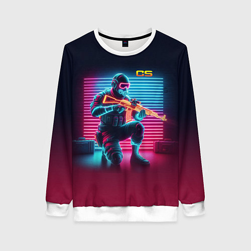 Женский свитшот Counter Strike - neon glow fantasy / 3D-Белый – фото 1