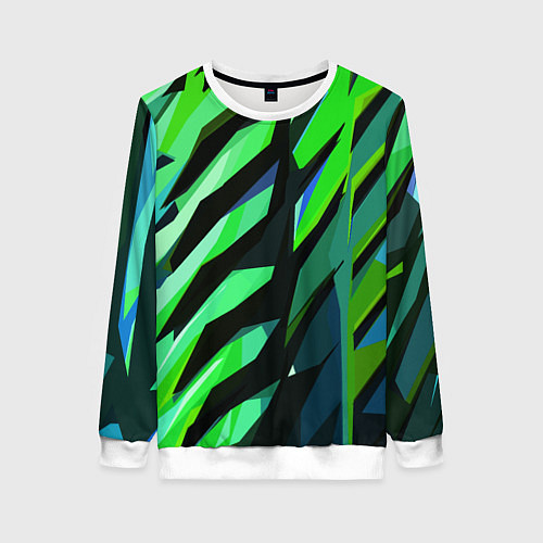 Женский свитшот Чёрно-зелёная абстракция / 3D-Белый – фото 1