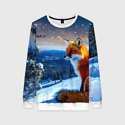 Женский свитшот Лисичка в зимнем лесу