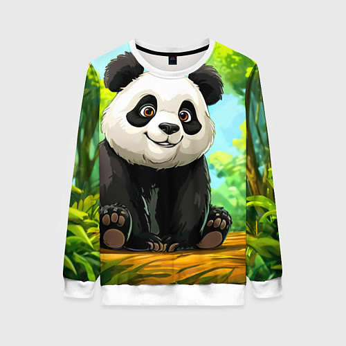 Женский свитшот Пандочка в лесу / 3D-Белый – фото 1
