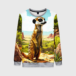 Женский свитшот Сурикат в саванне