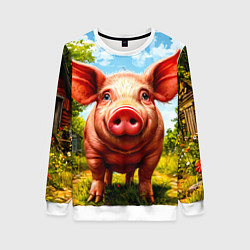 Женский свитшот Свинка в деревне