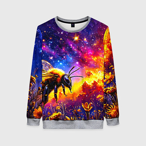 Женский свитшот Пчелка в космосе / 3D-Меланж – фото 1