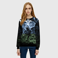 Свитшот женский Десант ВДВ в тоне флага десантиков, цвет: 3D-черный — фото 2