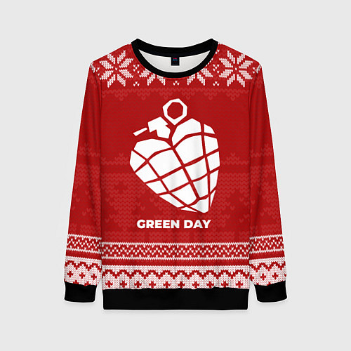 Женский свитшот Новогодний Green Day / 3D-Черный – фото 1