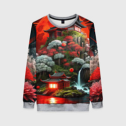 Свитшот женский Японская гора природа, цвет: 3D-меланж