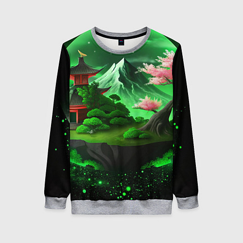 Женский свитшот Green nature Japan / 3D-Меланж – фото 1