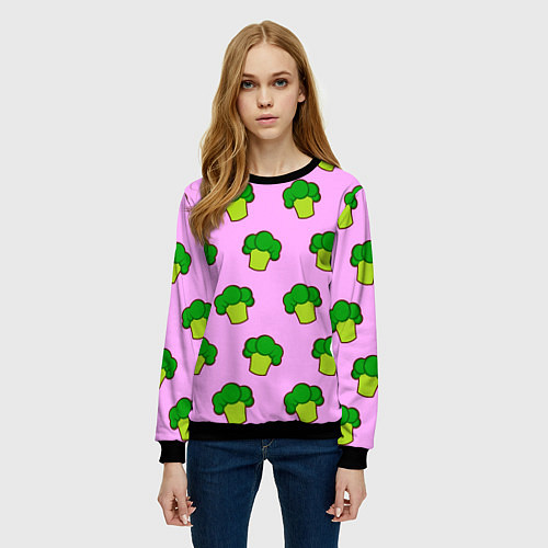 Женский свитшот Фиолетовый брокколи / 3D-Черный – фото 3