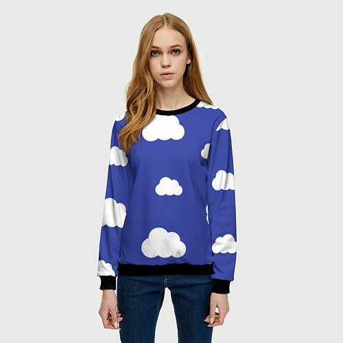 Женский свитшот Легкие облака / 3D-Черный – фото 3