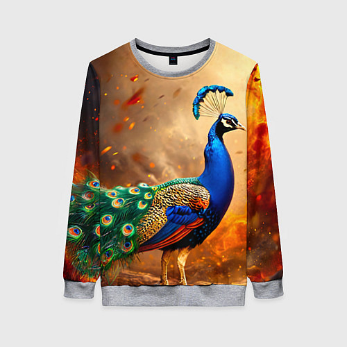 Женский свитшот Павлин в огне / 3D-Меланж – фото 1