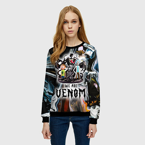 Женский свитшот Морти и Рик под властью ядовитой слизи - коллаба / 3D-Черный – фото 3