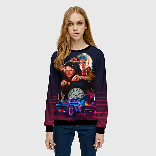 Женский свитшот Назад в будущее - Марти и док / 3D-Черный – фото 3