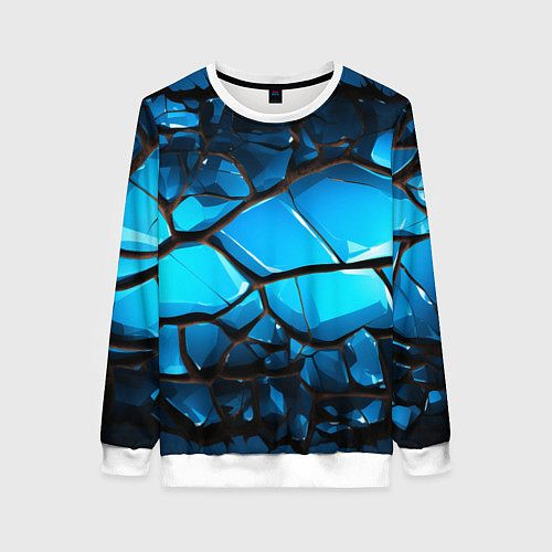 Женский свитшот Синяя текстура объемных плит / 3D-Белый – фото 1