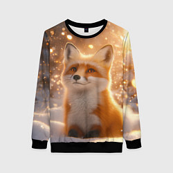 Женский свитшот Рыжая лисичка в снежном лесу