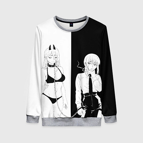 Женский свитшот Пауэр и мисс Макима -Человек бензопила / 3D-Меланж – фото 1