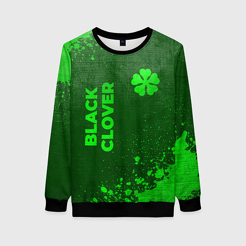 Женский свитшот Black Clover - green gradient вертикально / 3D-Черный – фото 1