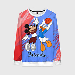 Женский свитшот Микки Маус и Дональд Дак играют в баскетбол