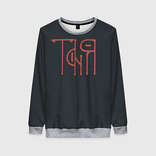 Женский свитшот Вязью Таня - красная надпись / 3D-Меланж – фото 1