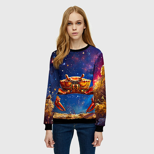 Женский свитшот Краб в космосе / 3D-Черный – фото 3