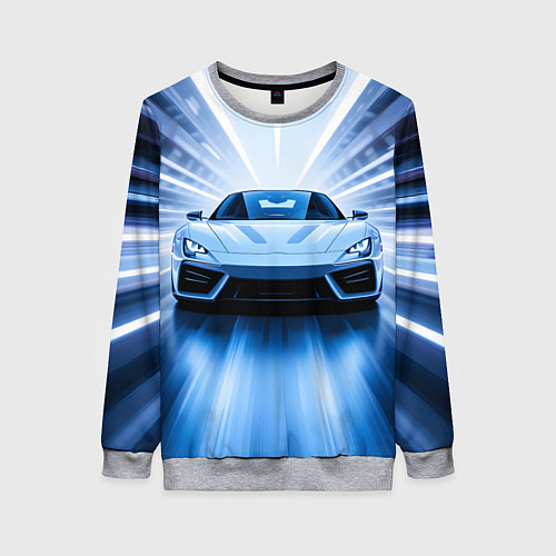 Женский свитшот Спорткар на скорости / 3D-Меланж – фото 1